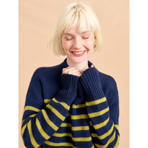 La Ligne Marin wool cashmere Sweater Navy CHARTREUSE M - Picture 4 of 13